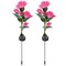 2Pcs Solar Powered Lights Outdoor Rose Flower Led Decorative Lamp Water Resistant Pathway Stake Lights